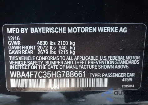 2017 BMW 430I Gran Coupe z USA, uszkodzony, nr VIN WBA4F7C35HG788661